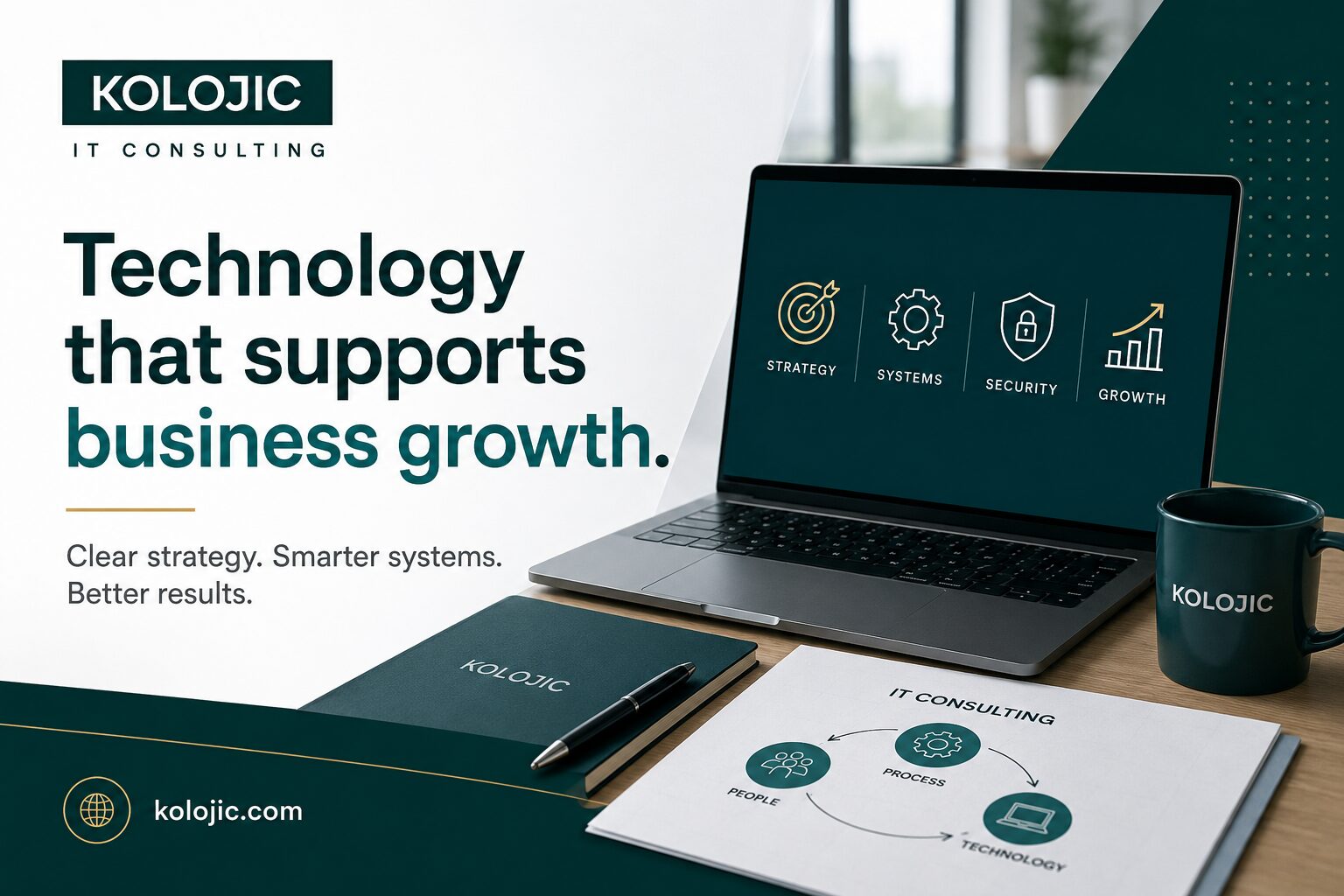 Kolojic, a firm which consists of IT consulting experts helping new and old UK businesses improve strategy, systems, security and digital transformation for sustainable business growth.